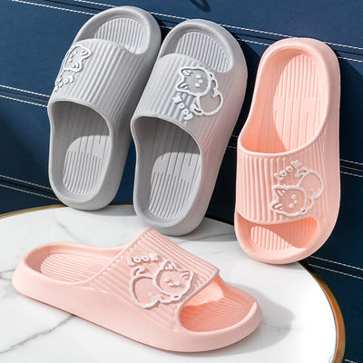 Cute Cat Slippers Summer Women Home Shoes Bath Thick Platform Non-Slip Slides Indoor Outdoor - Carvan Mart