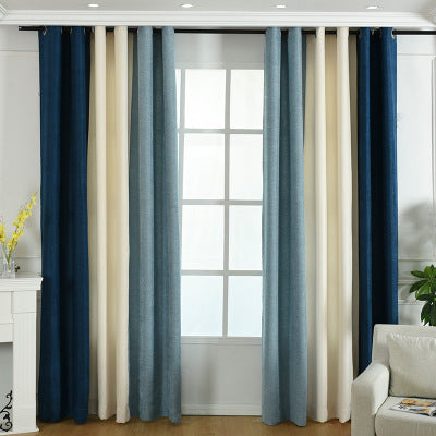 Stitching Simple solid chenille curtain high shading curtain finished living room bedroom curtains - 