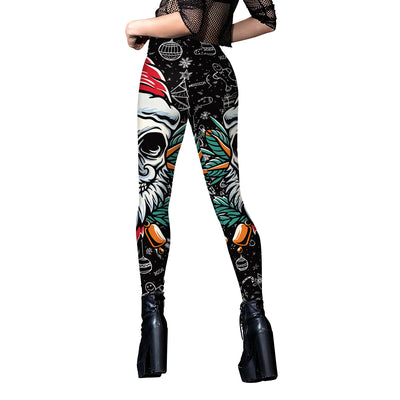 Holiday Skull Leggings - Unique Festive & Edgy Leggings for Women - Carvan Mart