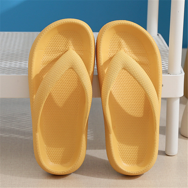 Clip Toe Slippers Non-Slip Soft Sole Flip Flop Thick Bottom Summer Slippers - Yellow - Women's Slippers - Carvan Mart