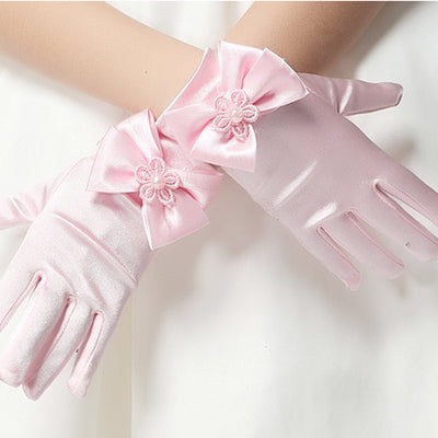 Flower Girl Long Gloves Children's Gloves Girls Bowknot Dress Gloves - Carvan Mart