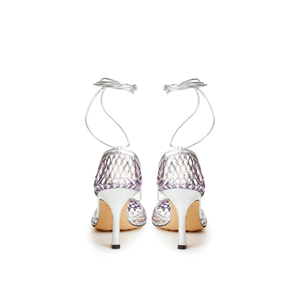 Bottega Veneta Silver Cotton Leather Sandals - - - Bottega Veneta