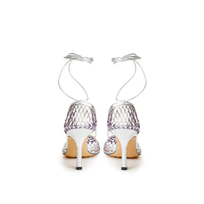 Bottega Veneta Silver Cotton Leather Sandals - - - Bottega Veneta