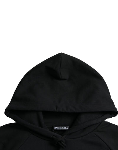 Balenciaga Black Cotton Logo Hooded Pullover Sweatshirt Sweater - - - Balenciaga