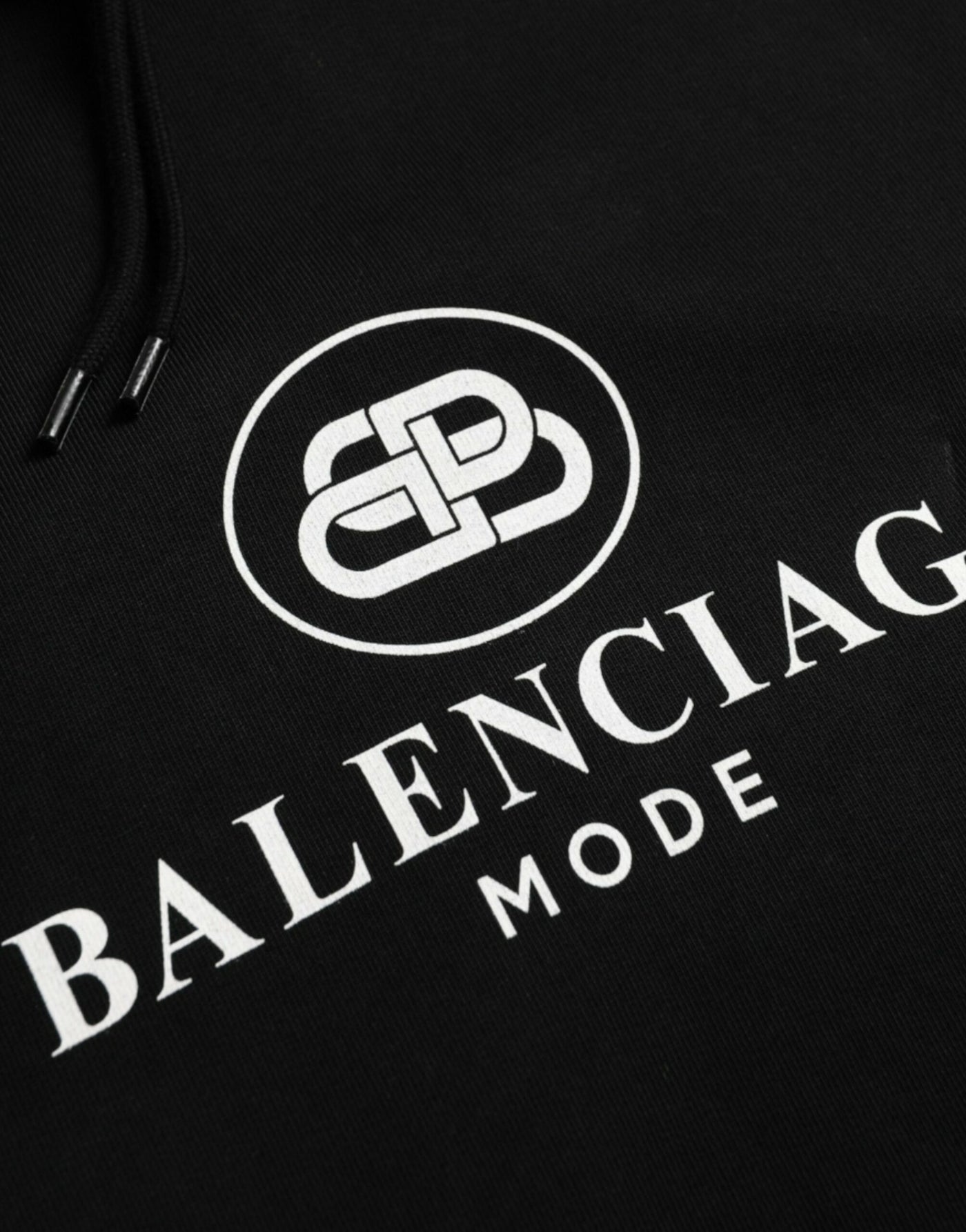 Balenciaga Black Cotton Logo Hooded Pullover Sweatshirt Sweater - - - Balenciaga