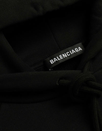 Balenciaga Black Cotton Logo Hooded Pullover Sweatshirt Sweater - - - Balenciaga