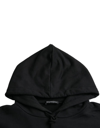 Balenciaga Black Cotton CREW Hooded Pullover Sweatshirt Sweater - - - Balenciaga