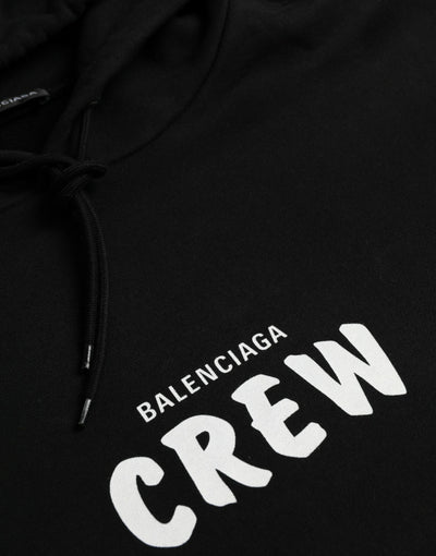 Balenciaga Black Cotton CREW Hooded Pullover Sweatshirt Sweater - - - Balenciaga