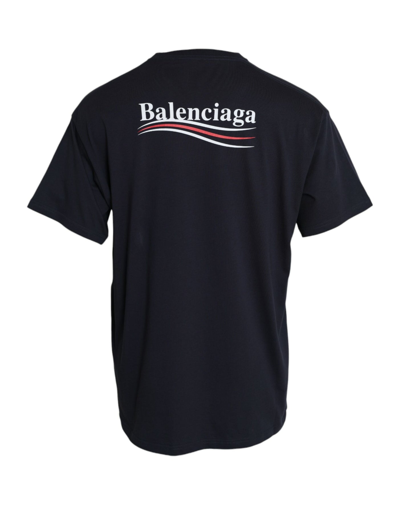 Balenciaga Dark Blue Cotton Logo Crew Neck Short Sleeves T-shirt - - - Balenciaga