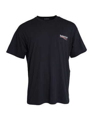 Balenciaga Dark Blue Cotton Logo Crew Neck Short Sleeves T-shirt - L - - Balenciaga