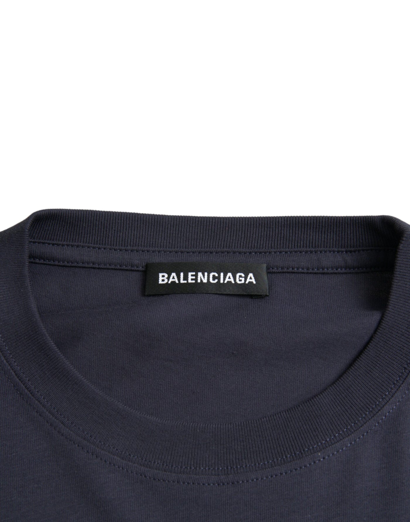 Balenciaga Dark Blue Cotton Logo Crew Neck Short Sleeves T-shirt - - - Balenciaga