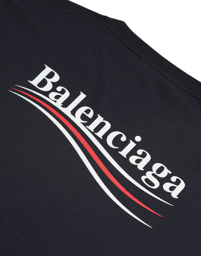 Balenciaga Dark Blue Cotton Logo Crew Neck Short Sleeves T-shirt - - - Balenciaga