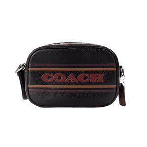 COACH Jamie Mini Black Logo Stripe Leather Camera Crossbody Bag - - - COACH