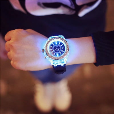 LED Luminous Watches Geneva Women Quartz Watch Women Ladies Silicone Bracelet Watches - Carvan Mart