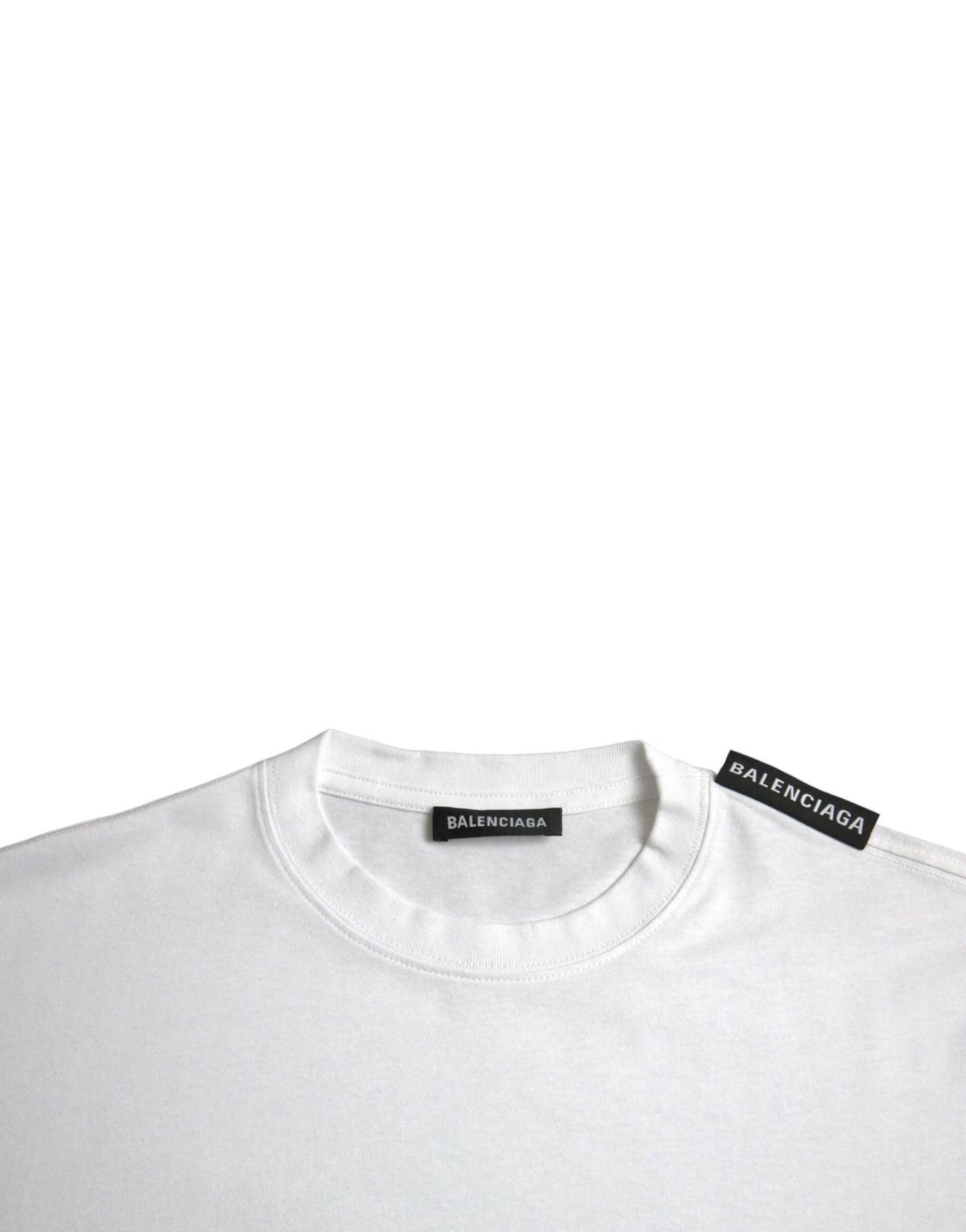 Balenciaga Off White Cotton Jersey Round Neck T-shirt - - - Balenciaga