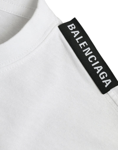 Balenciaga Off White Cotton Jersey Round Neck T-shirt - - - Balenciaga