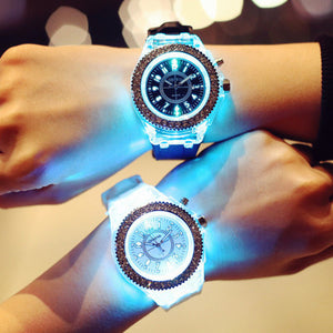 LED Luminous Watches Geneva Women Quartz Watch Women Ladies Silicone Bracelet Watches - - Women's Watches - Carvan Mart