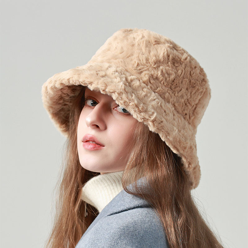 Lambswool Fisherman Hat Winter Warm Fashionable Solid Color Hats For Women