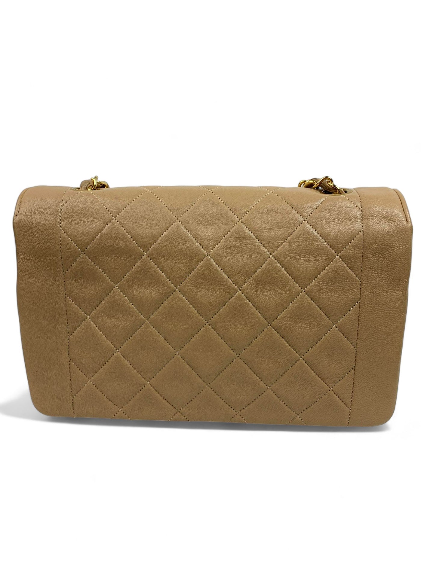 Chanel Diana Vintage Medium Beige Classic Quilted Lambskin - - - Chanel