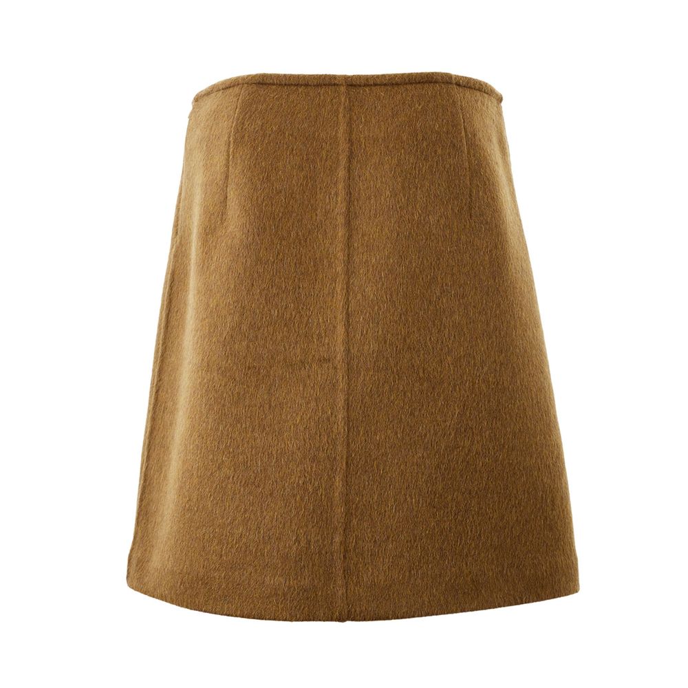 Bottega Veneta Elegant Wool Midi Skirt in Brown - - - Bottega Veneta