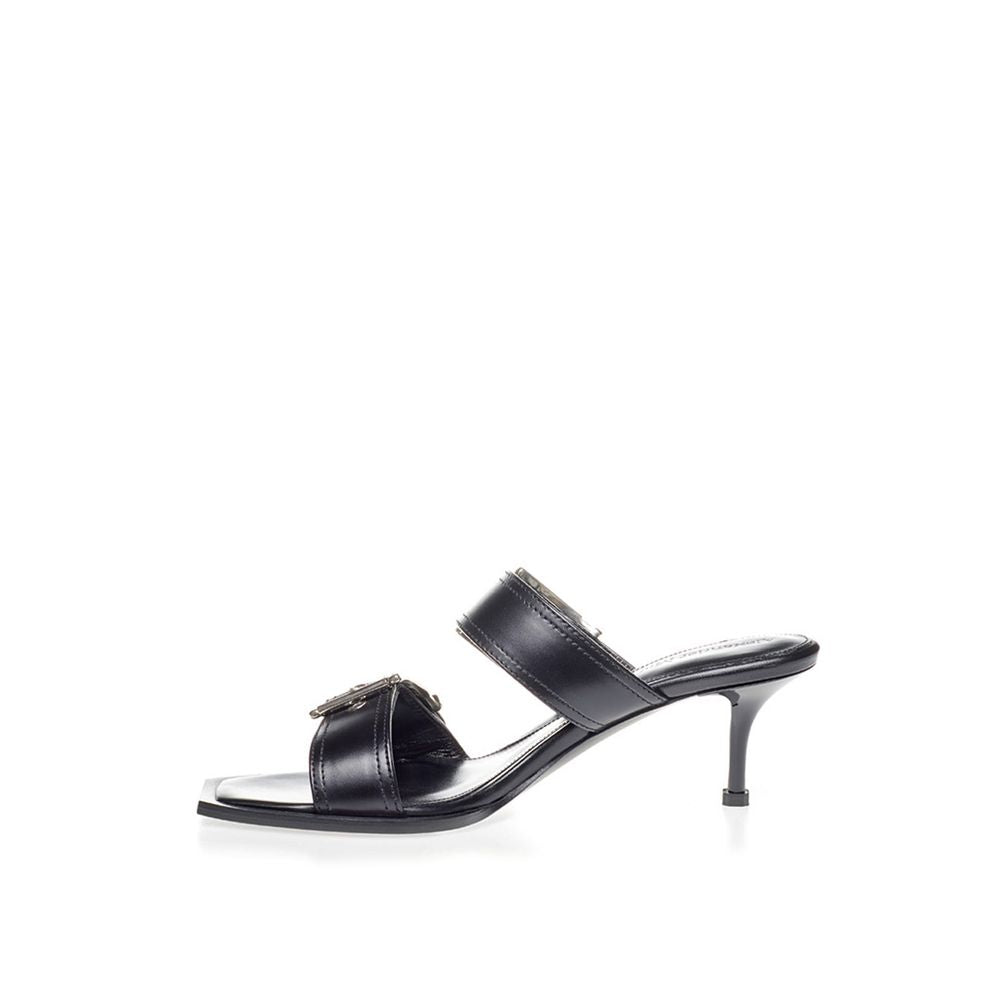 Alexander McQueen Elevate Your Steps in Timeless Black Leather Sandals - - - Alexander McQueen