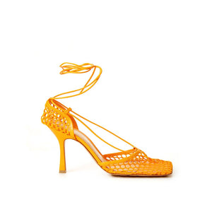 Bottega Veneta Elegant Orange Cotton Leather Sandals - EU40.5 US10.5 - - Bottega Veneta