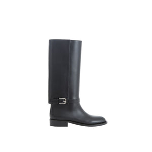 Burberry Elegant Leather Boots in Timeless Black - - - Burberry