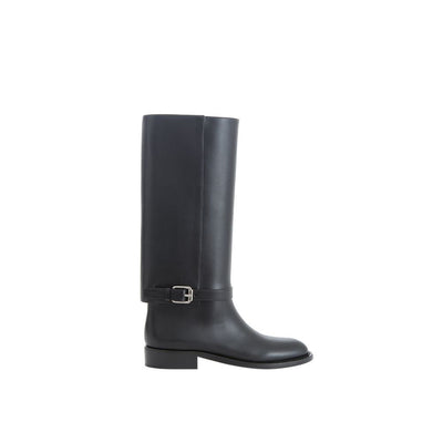 Burberry Elegant Leather Boots in Timeless Black - - - Burberry