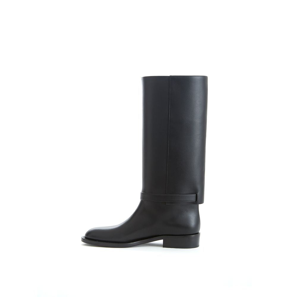 Burberry Elegant Leather Boots in Timeless Black - - - Burberry