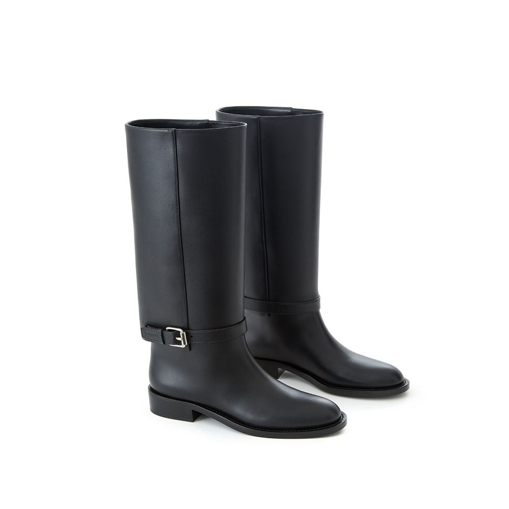 Burberry Elegant Leather Boots in Timeless Black - - - Burberry