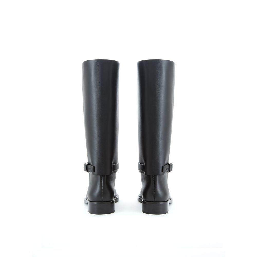 Burberry Elegant Leather Boots in Timeless Black - - - Burberry