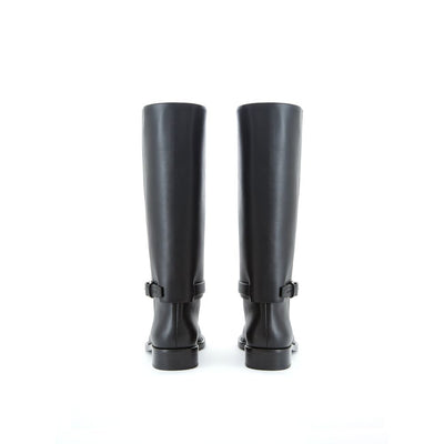 Burberry Elegant Leather Boots in Timeless Black - - - Burberry