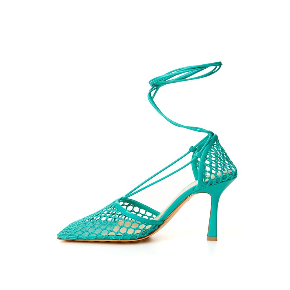 Bottega Veneta Green Cotton Leather Sandal - - - Bottega Veneta