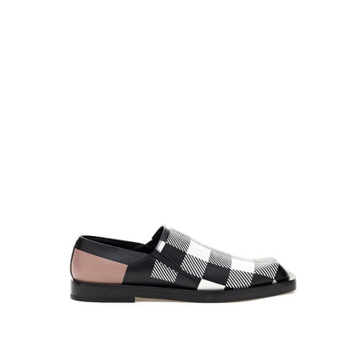 Burberry Black And White Leather Flat Shoe - - Shoes - Burberry