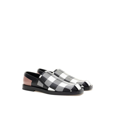 Burberry Black And White Leather Flat Shoe - - Shoes - Burberry