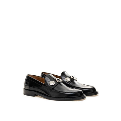 Burberry Elegant Leather Flat Shoes in Timeless Black - - - Burberry