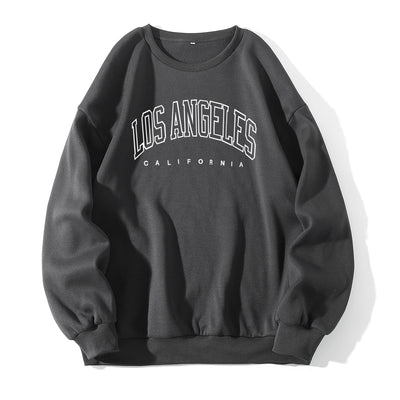 Letter Print Crew Neck Pullover Sweatshirt - Grey - Women Hoodies & Sweatshirts - Carvan Mart