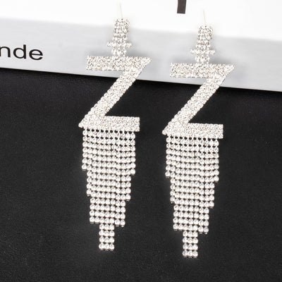 Fashion Jewelry 925 Silver Needle Ornaments Rhinestone Letter B Earrings Banquet Tassel Ear Ornaments Earrings - Carvan Mart