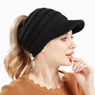 Women Ponytail Beanies Autumn Winter Hats Female Soft Knitting Caps Warm Ladies Skullies - - Women's Hats & Caps - Carvan Mart