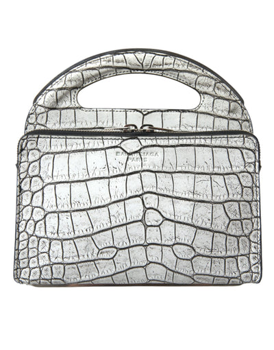 Balenciaga Metallic Silver Alligator Leather Mini Bag - - - Balenciaga