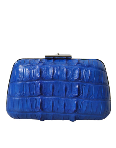 Balenciaga Electric Blue Crocodile Skin Clutch - - - Balenciaga