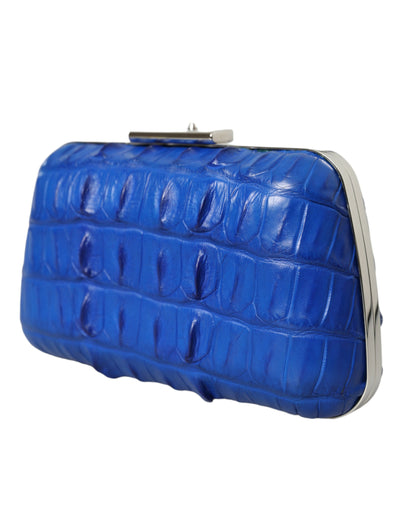 Balenciaga Electric Blue Crocodile Skin Clutch - - - Balenciaga