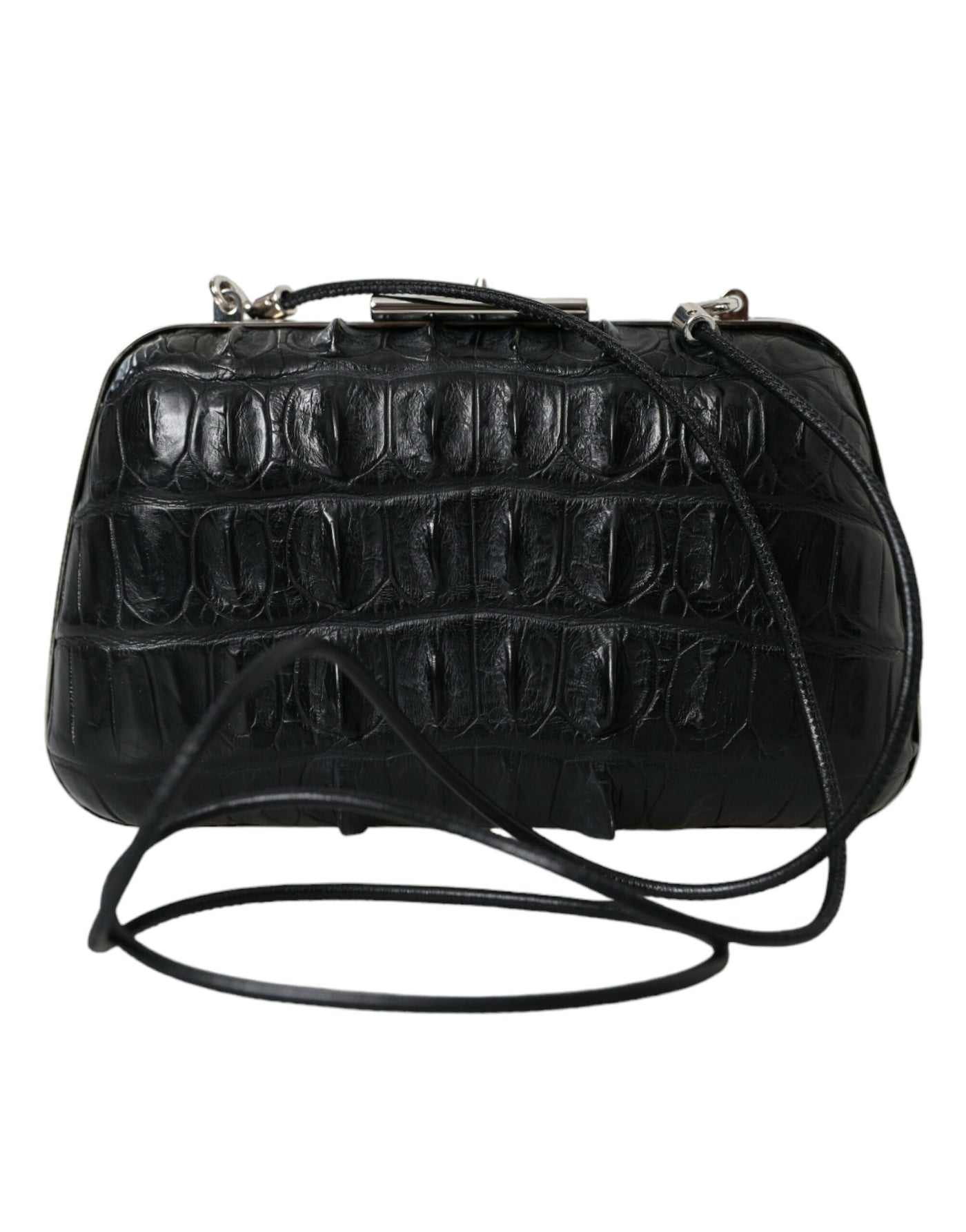 Balenciaga Elegant Crocodile Leather Evening Clutch - Black - - Balenciaga