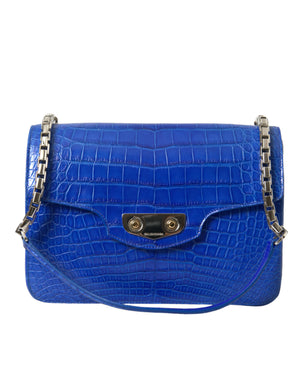 Balenciaga Chic Alligator Skin Chain Shoulder Bag - Blue - - Balenciaga