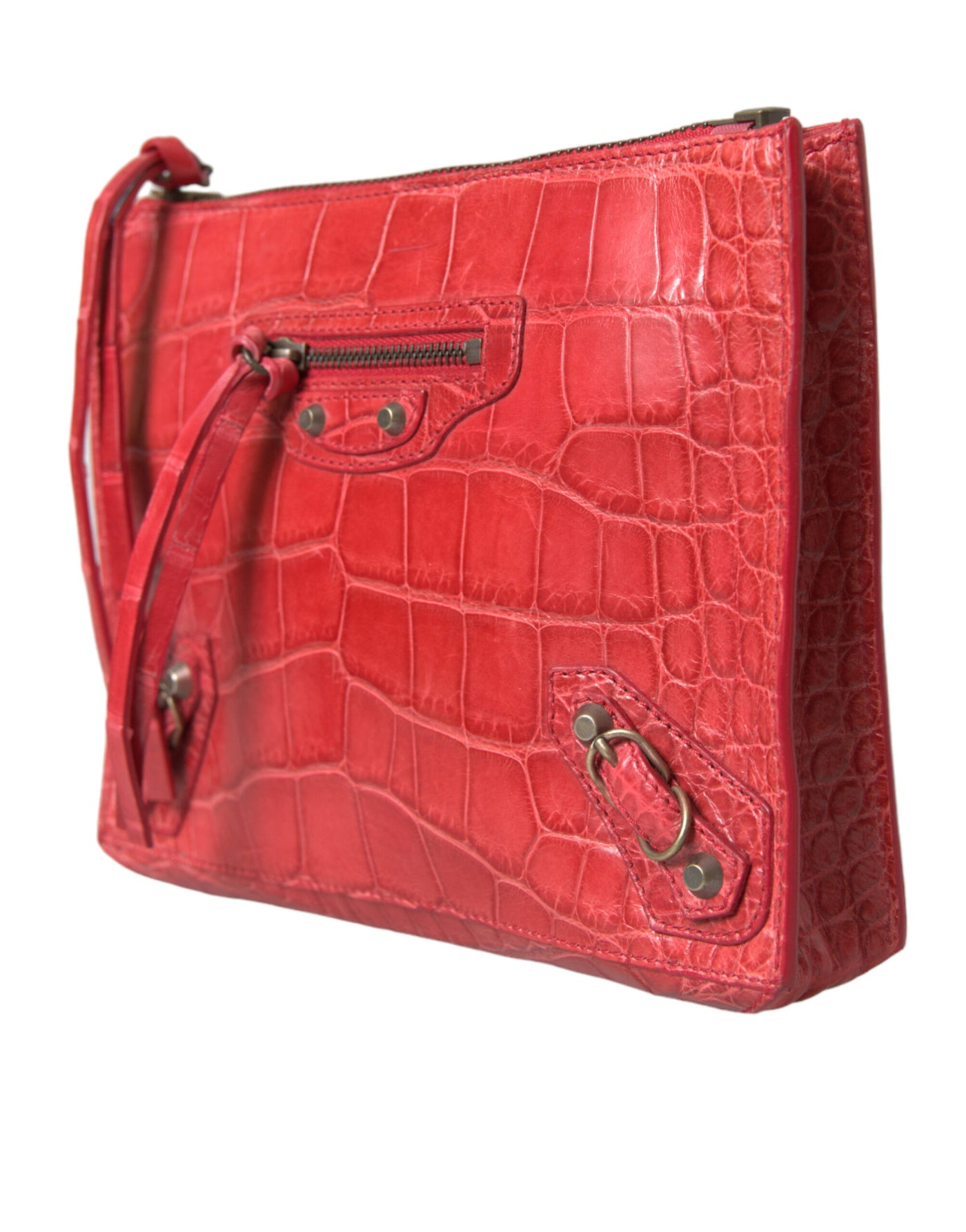 Balenciaga Exotic Red Alligator Leather Clutch - - - Balenciaga