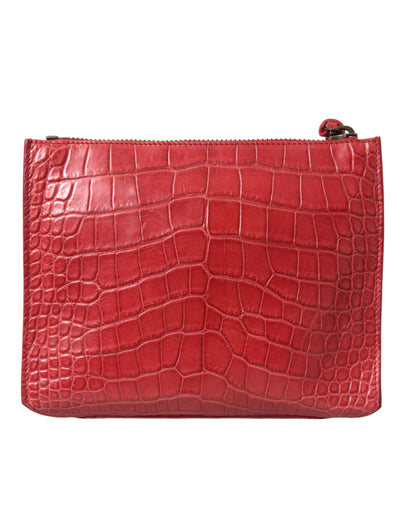 Balenciaga Exotic Red Alligator Leather Clutch - - - Balenciaga