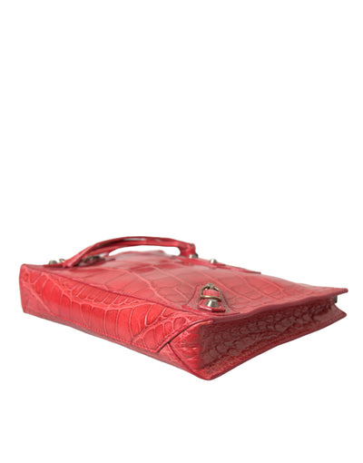 Balenciaga Exotic Red Alligator Leather Clutch - - - Balenciaga