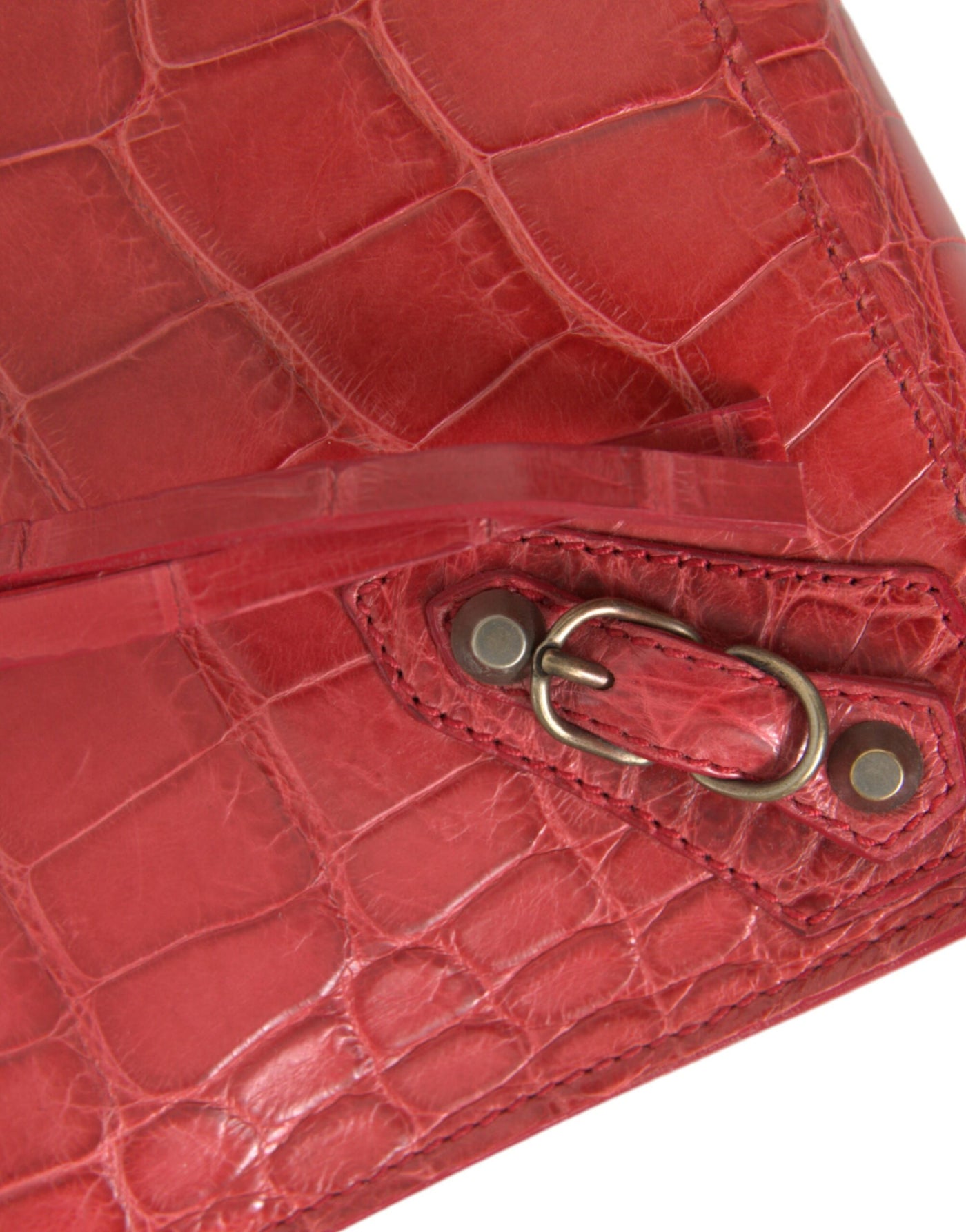 Balenciaga Exotic Red Alligator Leather Clutch - - - Balenciaga