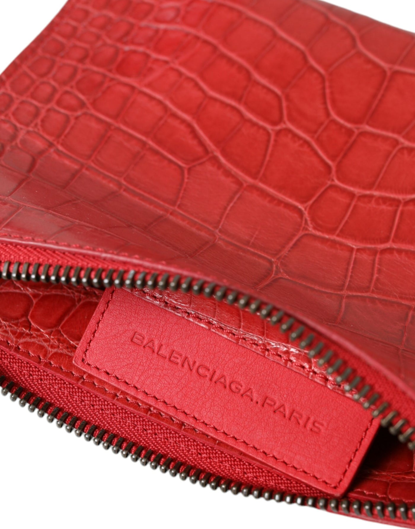 Balenciaga Exotic Red Alligator Leather Clutch - - - Balenciaga