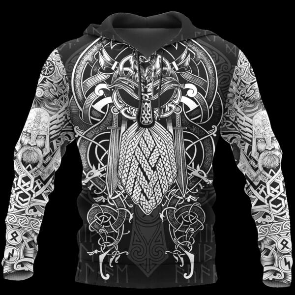 Retro Style Hooded Sweatshirts Best Viking Tattoo 3D Hoodies Hipster Urban Streetwear Hoodies - Carvan Mart